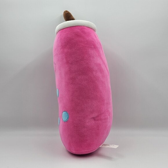 Strawberry Boba Bubble Tea Drink Plush Stuffed Toy Pink Blue Large 16 in - Picture 4 of 9